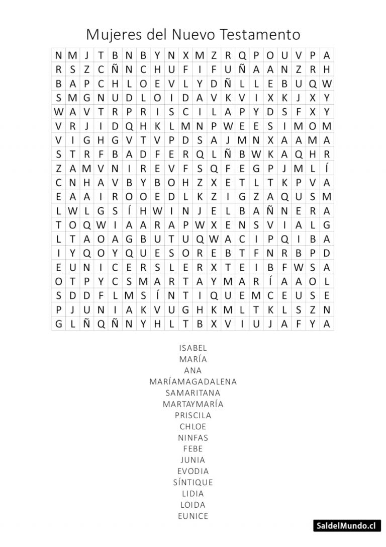 Sopa de Letras de Mujeres del Nuevo Testamento