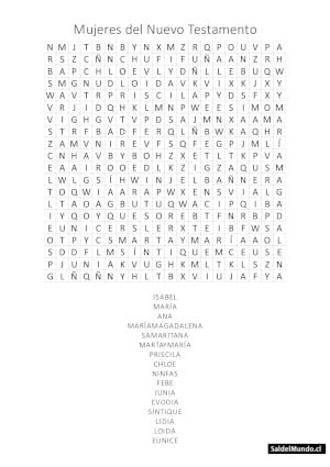 Sopa de Letras Mujeres del Nuevo Testamento