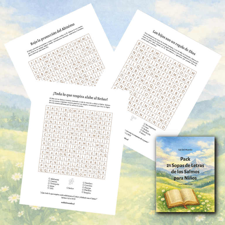 Pack de Sopas de Letras bíblicas para niños de los Salmos